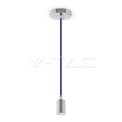 Pakabinamas LED lemputės E27 laikiklis, metalinis, laido spalva- violetinė
