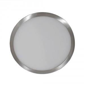 18W LED paviršinė panelė V-TAC, šviesaus satino nikelio, apvali, 3000K (šiltai balta)