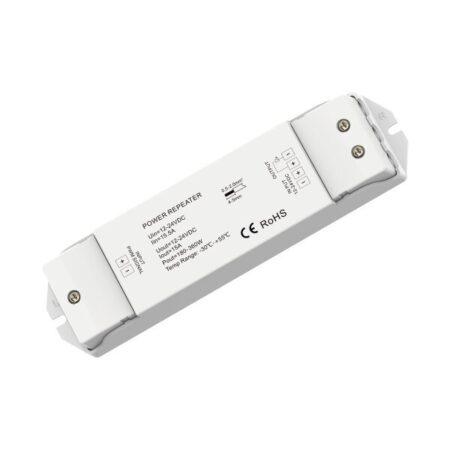 1 kanalo galios kartotuvas, 12-24VDC, 15,5A