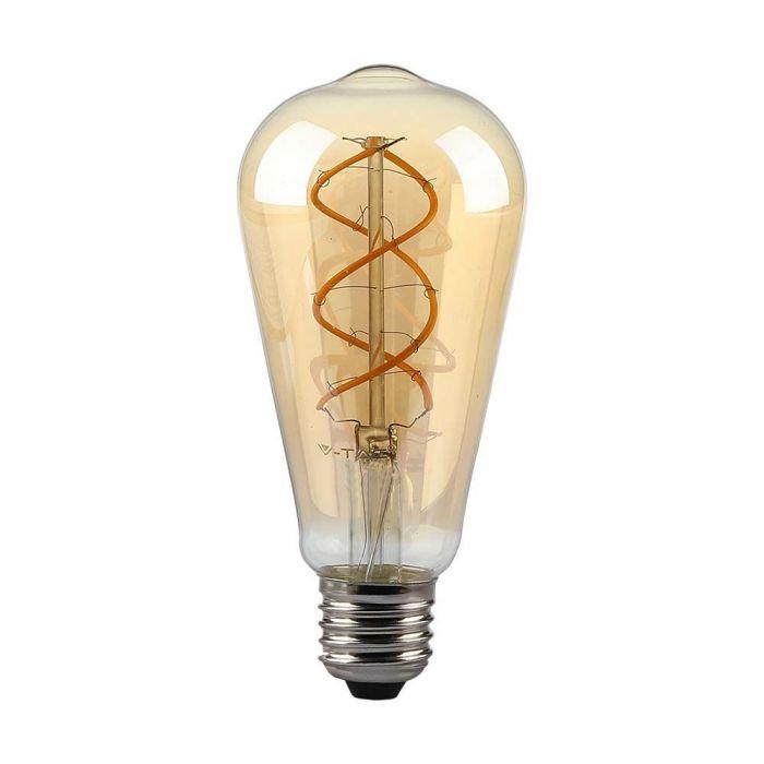 4,8W LED filamentinė lemputė, ST64, E27, gintaro sp., 1800K, dimeriuojama