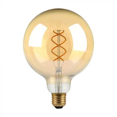 4,8W LED filamentinė lemputė, G125, E27, gintaro sp., 1800K