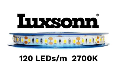 6 W/m LED juosta LUXSONN, SAMSUNG diodai 2835, DC24, 120 LED/m, 2700K