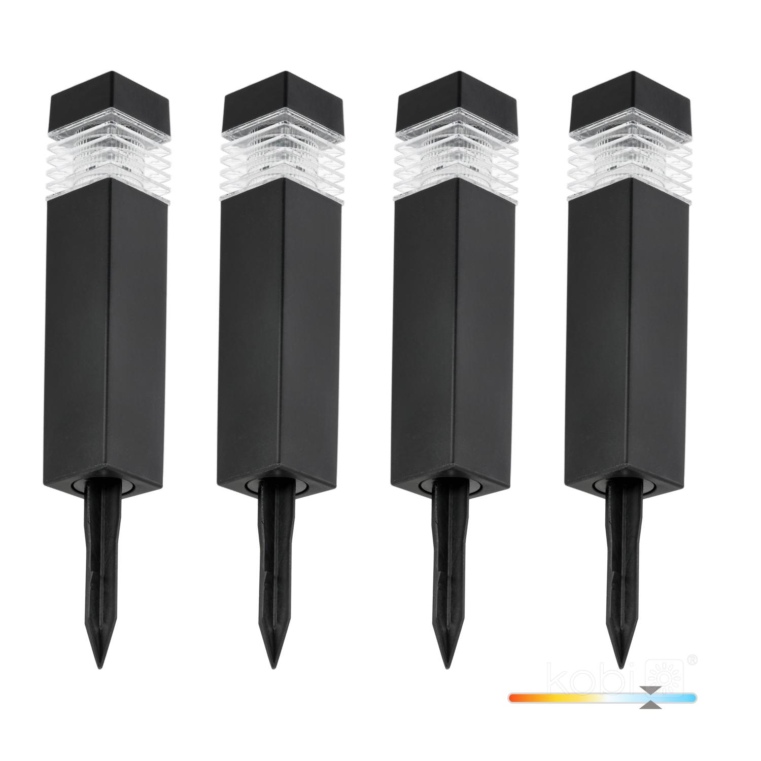 0,06W LED įsmeigiamas šviestuvas su saulės baterija AURORA, juodas, 6000K, IP44, 4vnt. pakuotė