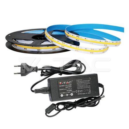 10W/m LED juosta, 420LED/m, IP20, 3000K, 5m, su 60W maitinimo šaltiniu, 24V, 2.5A, IP44
