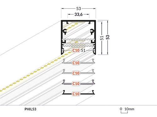 3m LED juostos profilio PHIL53, juodas - Image 2