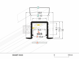 3m LED juostos profilis SMART-IN10, anoduotas - Image 2