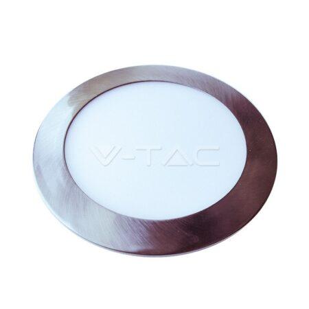 24W LED įmontuojama panelė V-TAC Slim, satino / nikelio spalvos, apvali, (4000K) natūraliai balta