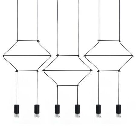 10,5W LED pakabinamas šviestuvas FLUSSO LINE 6, juodas, 3000K