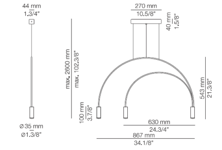 18,6W LED pakabinamas šviestuvas VOLTA, juodas, 2700K, dimeriuojamas