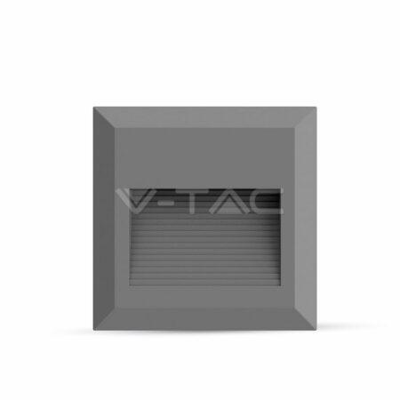 2W LED kvadratinis šviestuvas, pilkas, IP65, 3000K