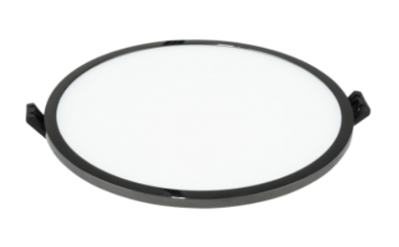 8W LED įmontuojama panelė, apvali 3000K, juodai chromuotu korpusu