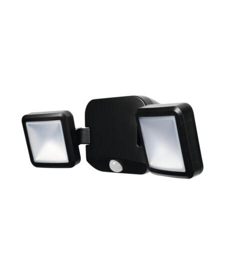 10W LED sieninis lauko šviestuvas, juodas, 4000K, su baterija ir judesio davikliu, IP54