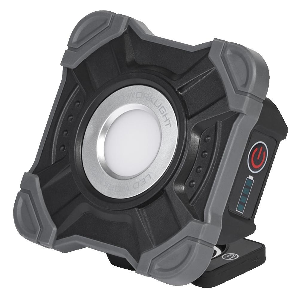 10W LED žibintuvėlis - prožektorius WORKLIGHTS VALUE USB, juodos/pilkos sp., 6500K, dimeriuojamas, su baterija, IP54