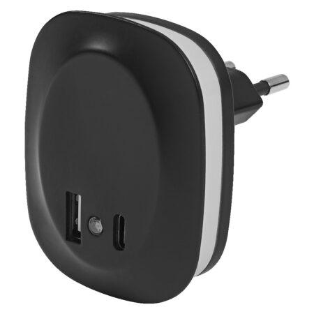 12,5W LED naktinis šviestuvas LUNETTA, juodas, 3000K, su šviesos jutikliu