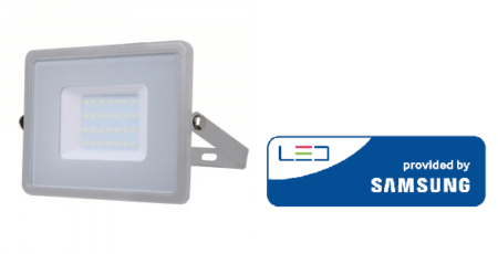30W LED prožektorius V-TAC, 6400K (šaltai balta), pilku korpusu, SAMSUNG LED chip