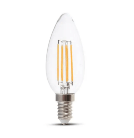 4W LED filamentinė lemputė, E14, žvakės formos, 6500K
