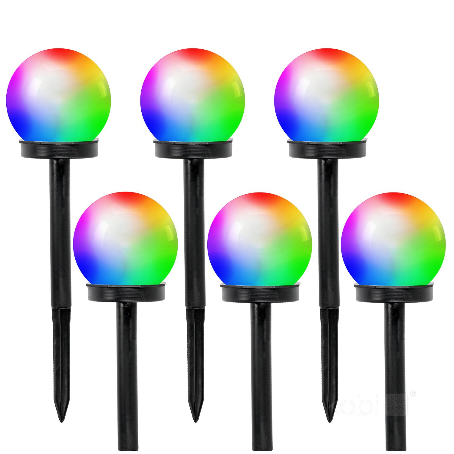 0,12W LED įsmeigiamas šviestuvas su saulės baterija SPHERE, juodas, RGB, IP44