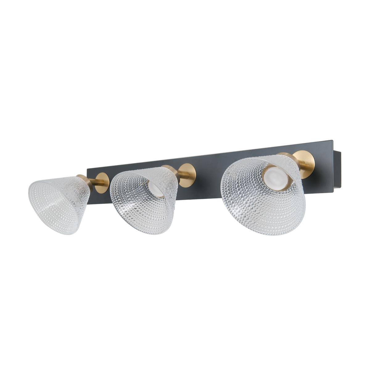 12W LED paviršinis šviestuvas ORELLA, juodos/aukso sp./skaidrus, 3000K