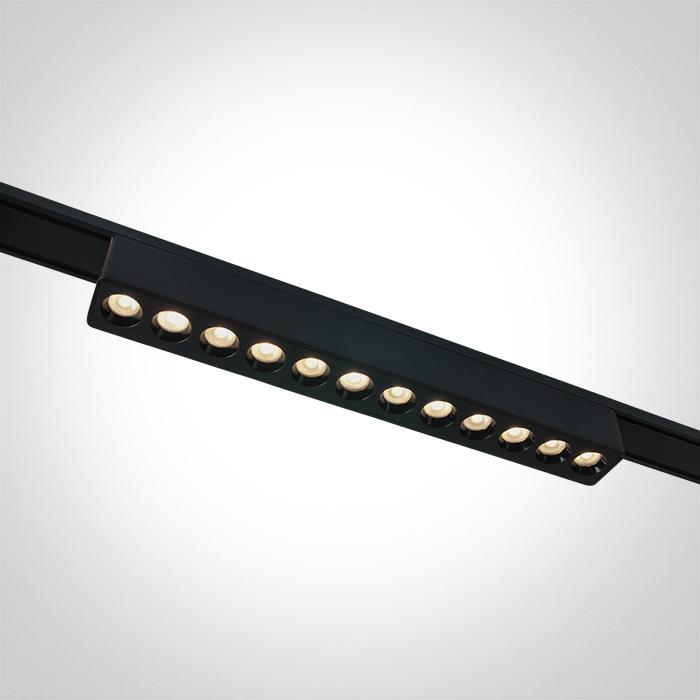 12W LED šviestuvas į magnetines sistemas FLAT, juodas, 3000/4000/5000K, 48V, 24°, 43102FB/B/V