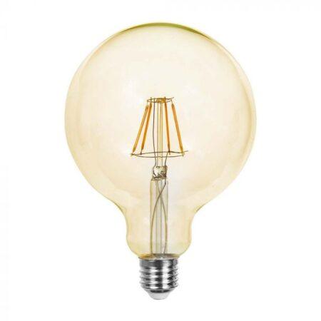 12W LED filamentinė lemputė, G125, E27, gintaro sp. stiklu, 2200K