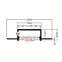 LED juostos profilis VARIO30-04 ACDE-9, baltas, 2m - Image 2