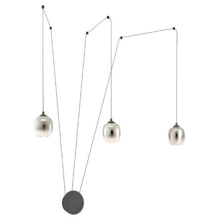 16,5W LED sieninis/pakabinamas šviestuvas KHADI, juodos/dūmų sp., 3000K, dimeriuojamas, 01-3485