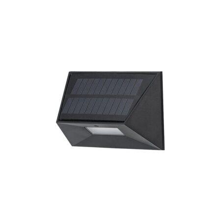 0,5W LED paviršinis lauko šviestuvas, juodas, 3000K, IP44, su saulės baterija