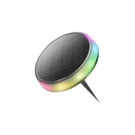 0,6W LED įsmeigiamas lauko šviestuvas su saulės baterija, juodas, RGB