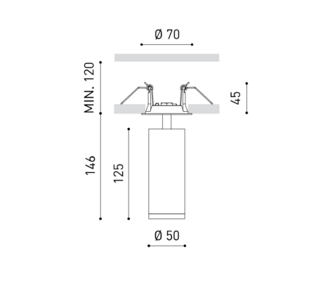 12W LED įleidžiamas šviestuvas FIT 50, baltu korpusu, 3000K, 28º