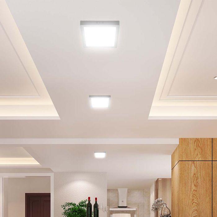 6W LED paviršinė panelė, kvadratinė, balta, 3000K