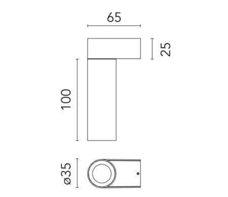 6W LED sieninis šviestuvas C1 MONO SPOT WALL SMALL, antracito sp., 3000K, 18°, dimeriuojamas