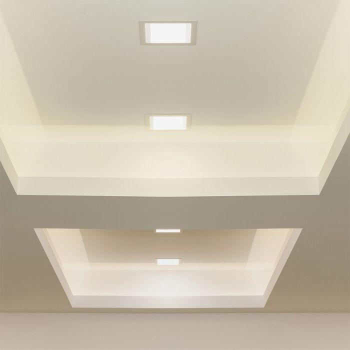 3W LED įleidžiama panelė, kvadratinė, balta, 6500K