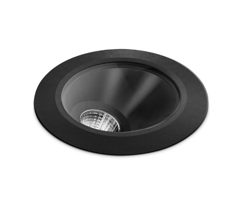 4,6/6,7/10,5W įleidžiamas į žemę lauko šviestuvas DARK M, juodas, 2700K, IP67, asimetrinis