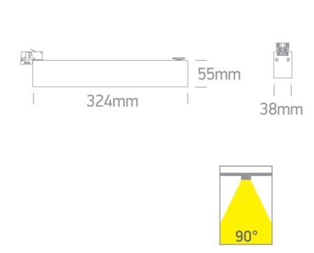 24W LED linijinis bėgelio šviestuvas, juodas, 3000/4200/6500K, 65028AT/B/V