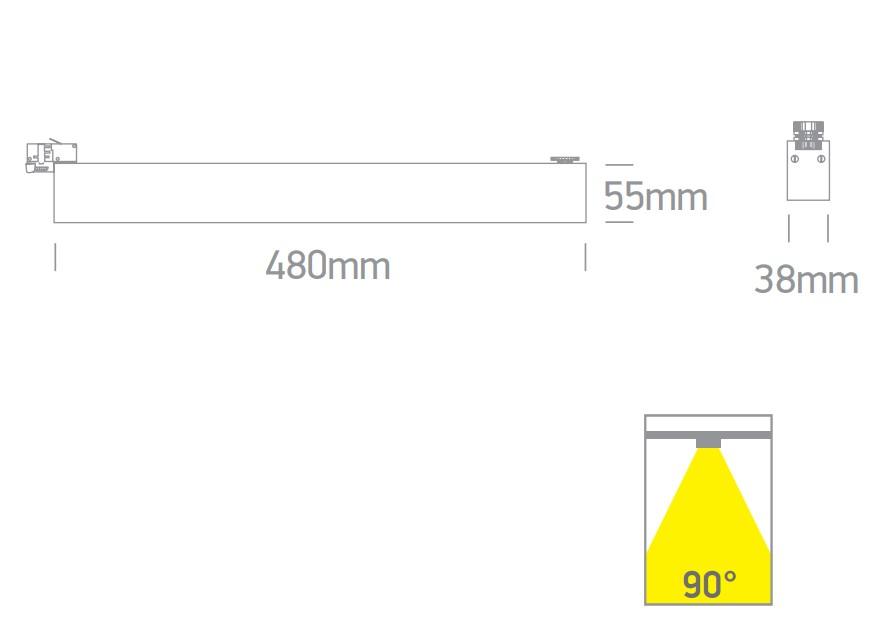 36W LED linijinis bėgelio šviestuvas, juodas, 3000/4200/6500K, 65028BT/B/V