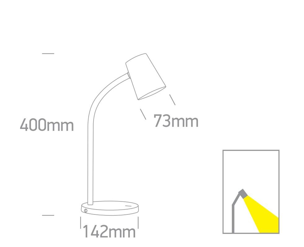 5W LED stalo šviestuvas, juodas, 3000K, dimeriuojamas, 61110/B/W