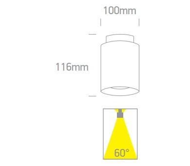 18+2W LED paviršinis šviestuvas, juodas, 3000K, 12120A/B/W