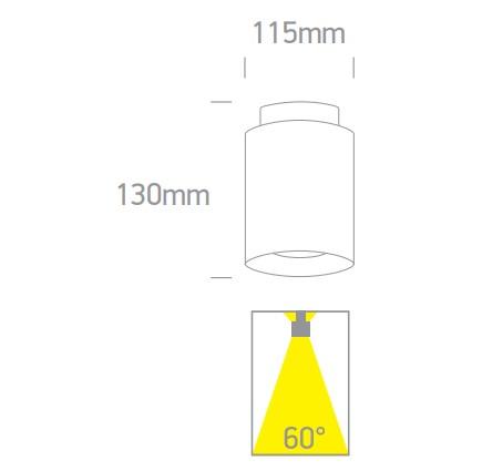 26+2W LED paviršinis šviestuvas, juodas, 3000K, 12128A/B/W