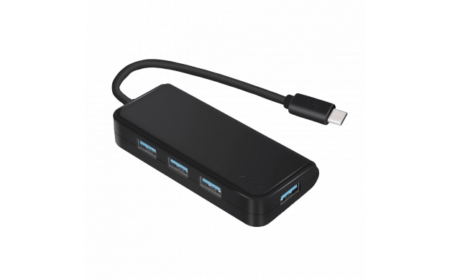 Šakotuvas (HUB), juodas, 4xUSB-C 3.0