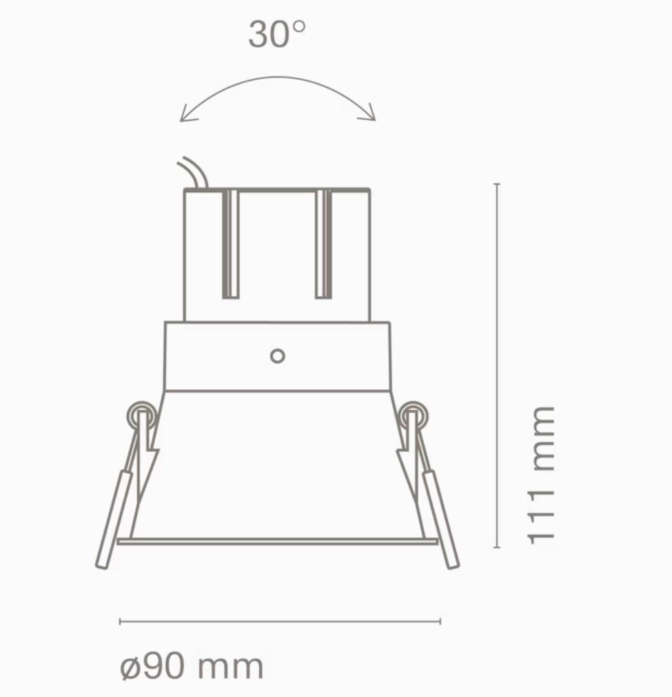 9W LED įleidžiamas reguliuojamas šviestuvas TOLVA M, baltas, 3000K, 60˚, IP65