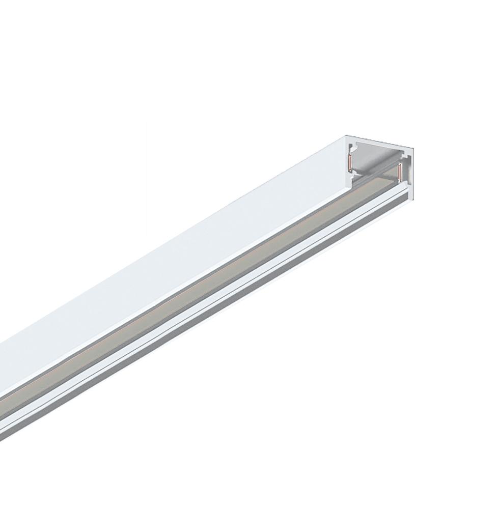 Paviršinis magnetinės sistemos VIOKEF SLIM MAGNETIC bėgelis, baltas, 48V, 2m, su dangteliu ir užbaigimais, 02/1101-2