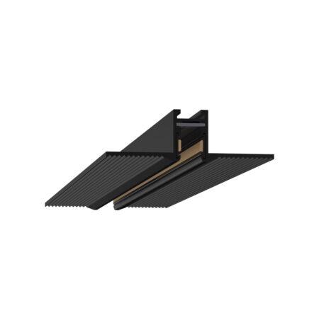 Užglaistomas magnetinės sistemos VIOKEF MICRO MAGNETIC bėgelis, juodas, 24V, 2m, su dangteliu ir užbaigimais, 02/0802-2