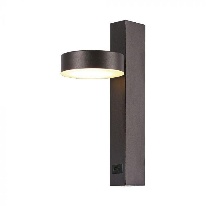 8W LED sieninis šviestuvas, juodas, 3000K, su USB - Image 3