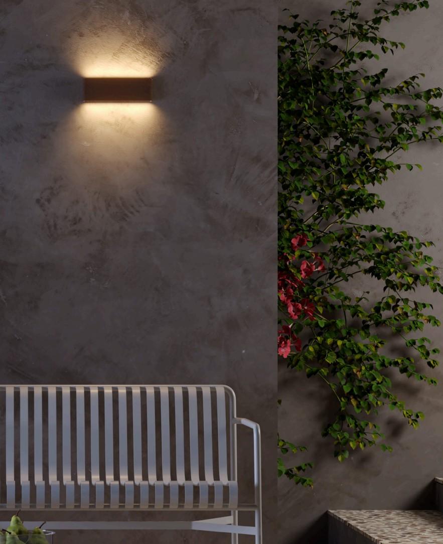 12W LED sieninis fasado šviestuvas POCKET, tamsiai rudas, 3000K, IP54, šviečia į viršų ir į apačią, 9055 - Image 3