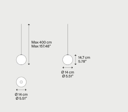 1W LED pakabinamas šviestuvas RANDOM SOLO 14, blizgios bronzos sp., 3000K, dimeriuojamas