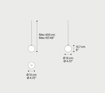 1W LED pakabinamas šviestuvas RANDOM SOLO 12, blizgios bronzos sp., 3000K, dimeriuojamas