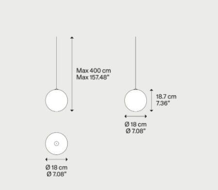 1W LED pakabinamas šviestuvas RANDOM SOLO 18, blizgios bronzos sp., 3000K, dimeriuojamas