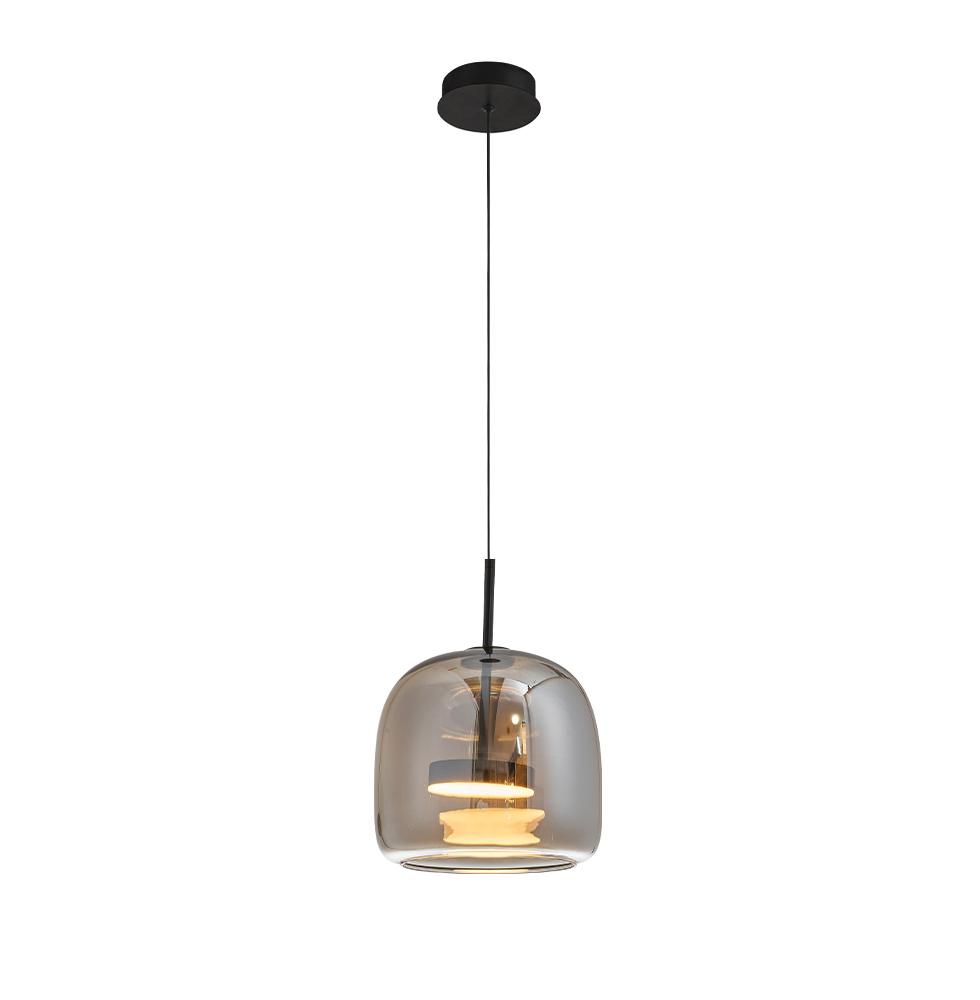 12W LED pakabinamas šviestuvas DECO, juodu korpusu/dūmų sp. stiklas, 3000K, 4319001