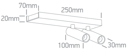 2x5W LED lubinis šviestuvas, juodas, 3000K, pakreipiamas, 65004B/B/W