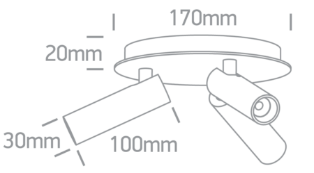 3x5W LED lubinis šviestuvas, juodas, 3000K, pakreipiamas, 65004D/B/W